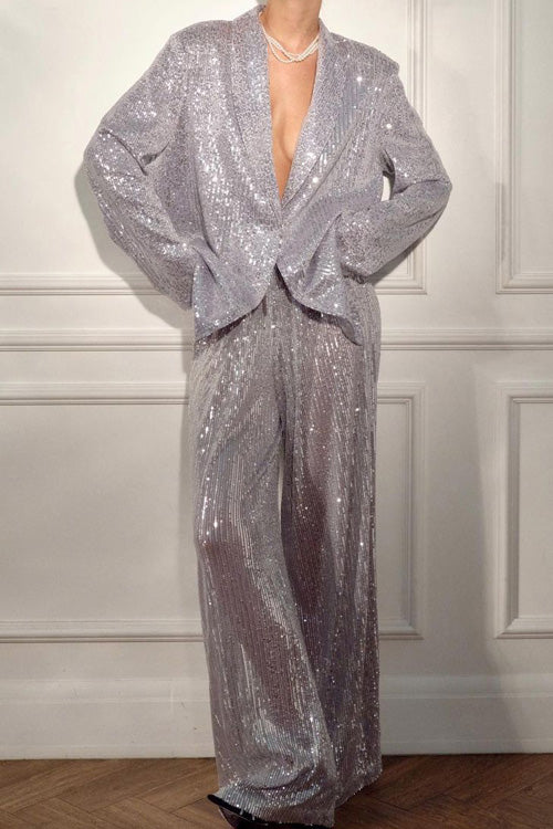 Sequined Wide-leg Pants