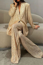 Sequined Wide-leg Pants