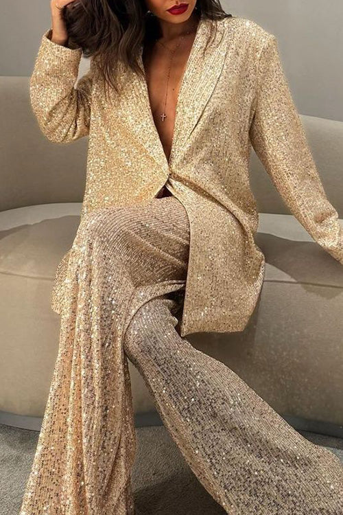 Sequined Wide-leg Pants