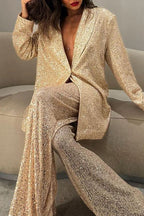 Sequined Wide-leg Pants