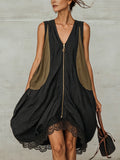 Color-block zip-front tulip mini dress