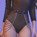 Multi-layered tassel chain exaggerated waist chain belt