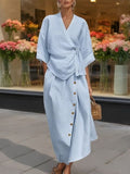 Women's Casual Solid-Color Loose Two-Piece Dress Set