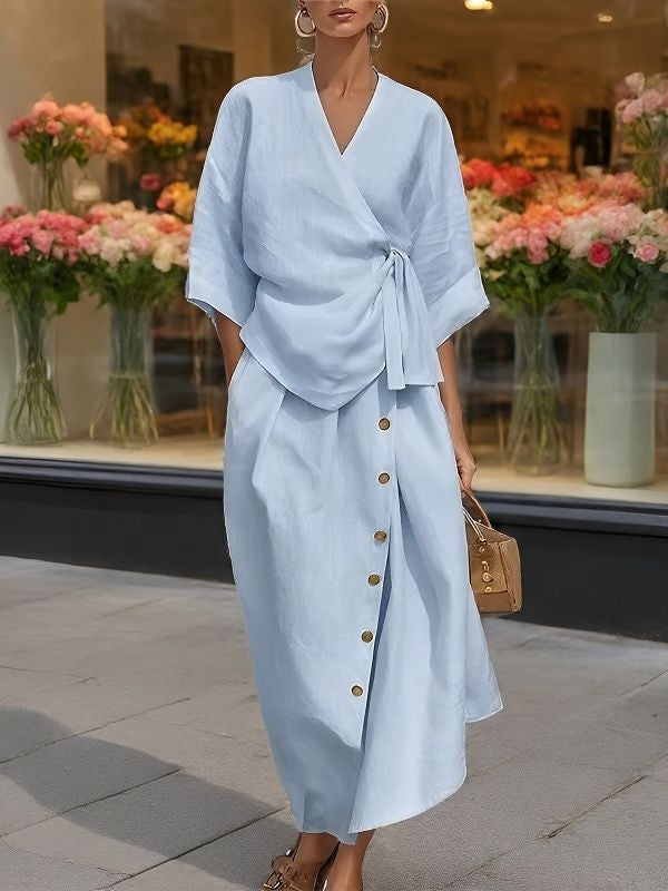 Women's Casual Solid-Color Loose Two-Piece Dress Set