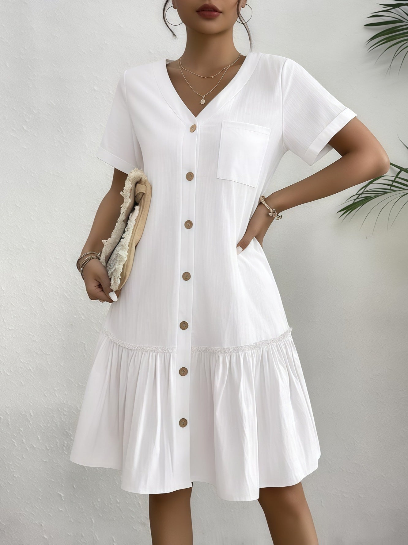 Women's Loose-Fit Single-Breasted Dress