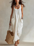 Casual Minimalist Pocketed Maxi Slip Dress