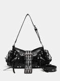 Rivet one-shoulder commuter crossbody motorcycle bag