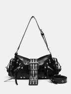 Rivet one-shoulder commuter crossbody motorcycle bag