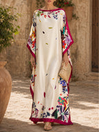 Elegant Printed Satin Loose Maxi Robe