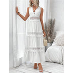 Women's Lace-Paneled V-Neck Sleeveless Dress
