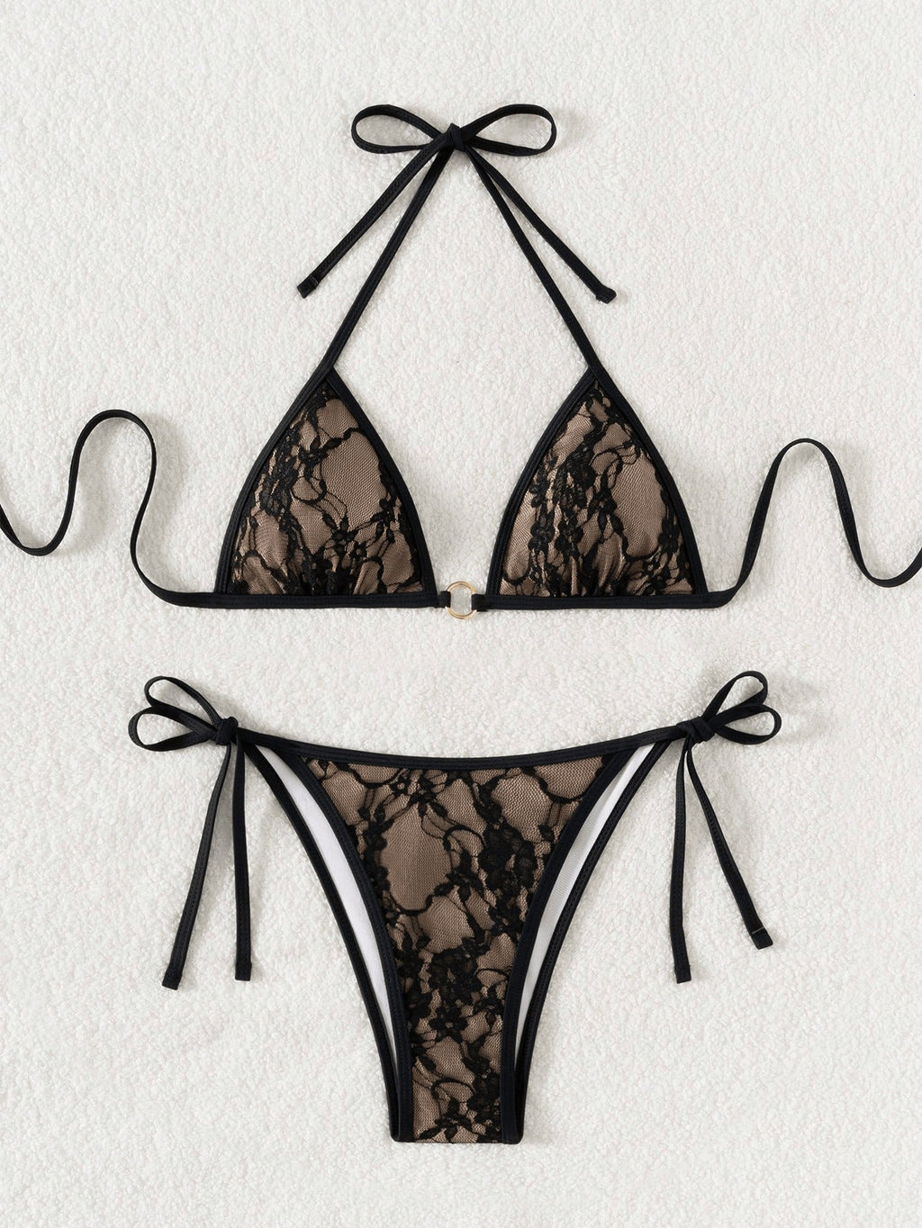 Sexy Backless Strappy Lace Triangle Bikini