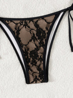 Sexy Backless Strappy Lace Triangle Bikini