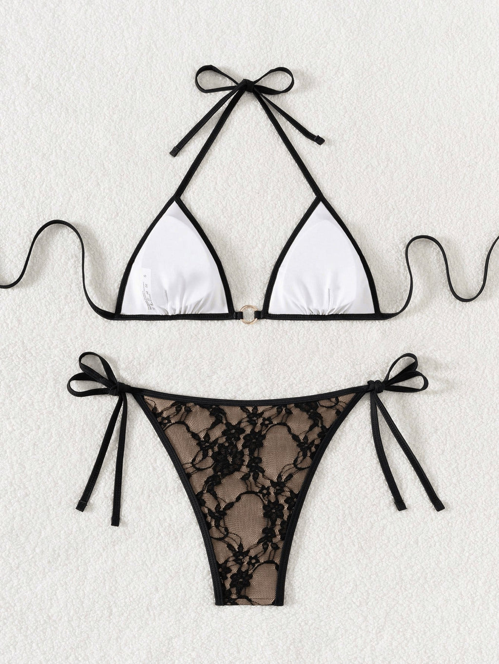 Sexy Backless Strappy Lace Triangle Bikini