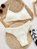 Women's Sexy Beige Pleated Bikini