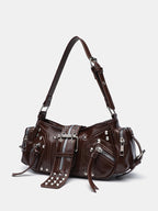 Rivet one-shoulder commuter crossbody motorcycle bag
