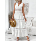 Women's Lace-Paneled V-Neck Sleeveless Dress