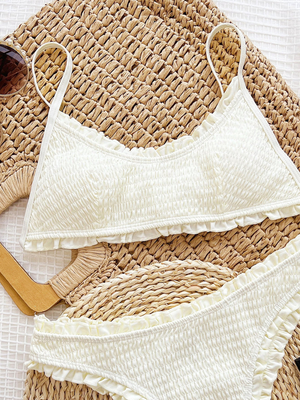 Women's Sexy Beige Pleated Bikini