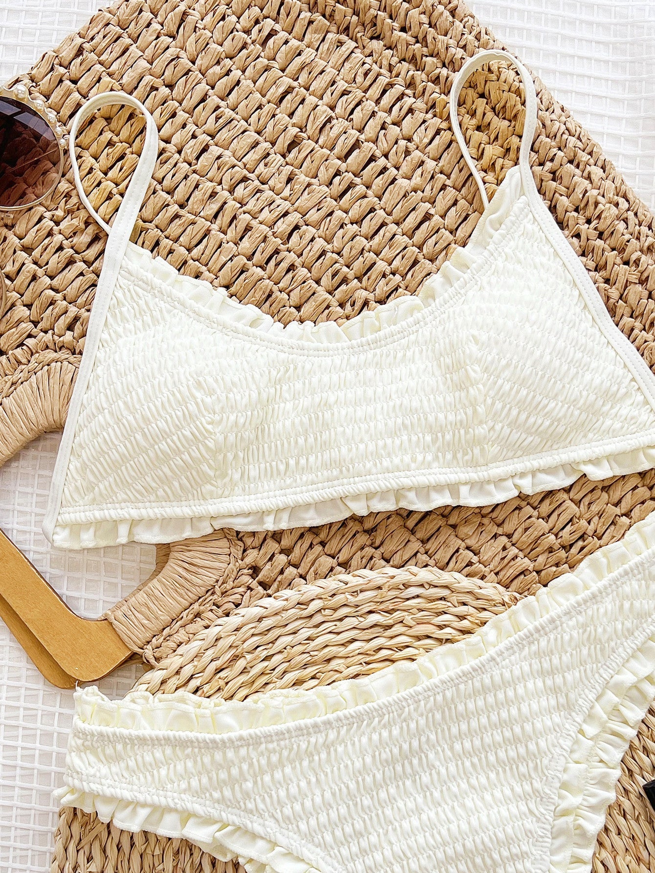 Women's Sexy Beige Pleated Bikini