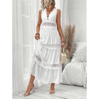 Women's Lace-Paneled V-Neck Sleeveless Dress