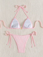 Sexy Backless Strappy Lace Triangle Bikini