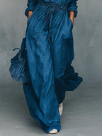 Minimalist Linen-Blend Long-Sleeve Maxi Dress with Drawstring Waist
