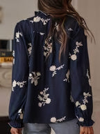 Women's Long-Sleeve Embroidered Chiffon Blouse