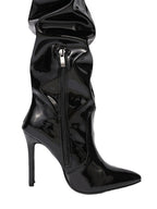PU Leather Over-the-knee High-heeled Pleated Boots