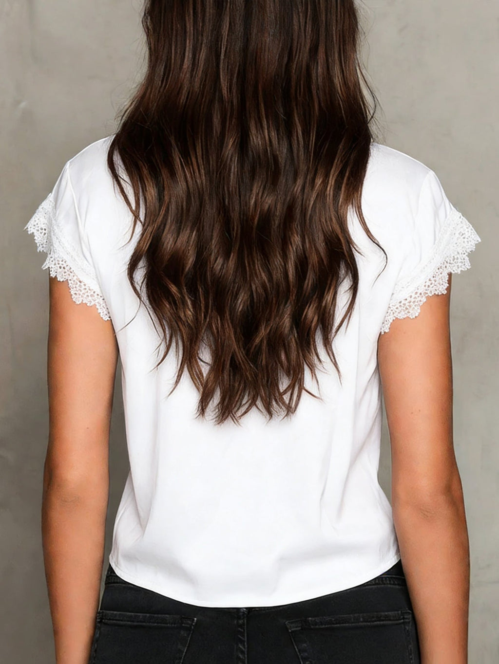 Sexy V-Neck Lace-Paneled Casual Short-Sleeve Shirt