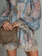 Romantic Floral Off-Shoulder Ruched Chiffon Mini Dress