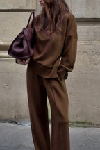 Long Sleeve Sweatshirt Casual Pocket Trousers Two-piece Set