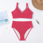 Sexy Plus-Size Solid-Color Spaghetti-Strap High-Waisted Bikini