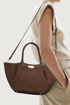 Versatile vintage faux suede tote bag