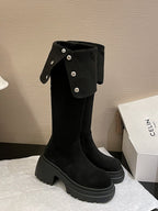 Over the knee boots brown long boots knight boots