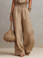 Khaki Halter-Neck Waist-Cinching Jumpsuit
