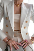 Chic Solid Long Sleeve Buttons Slim Coat