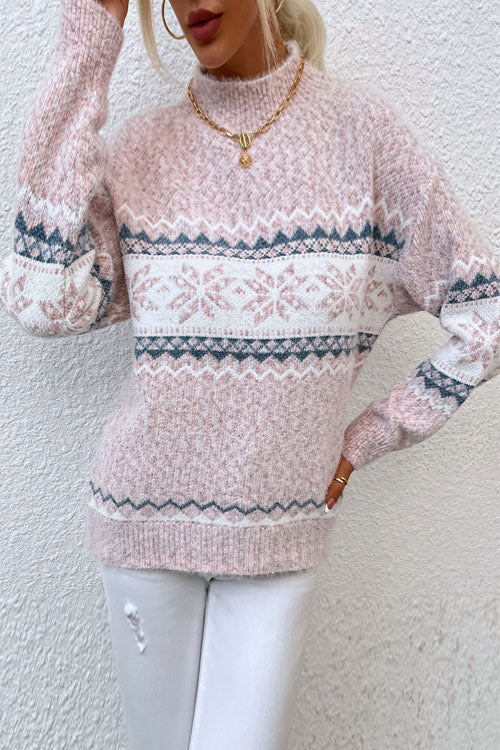 High-neck Snowflake Sweater