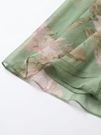 Green Floral Chiffon Halter Maxi Dress
