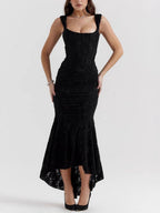 Black bell floral maxi dress