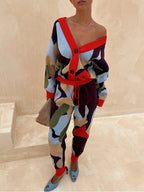 Abstract Geometric Pattern Knitted Jacket