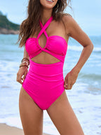 Tie-up One-piece Swimsuit & Skirt Two-piece Set