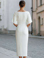 Boat Neck Midi-length Fitted Dress