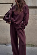 Long Sleeve Sweatshirt Casual Pocket Trousers Two-piece Set
