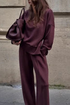 Long Sleeve Sweatshirt Casual Pocket Trousers Two-piece Set