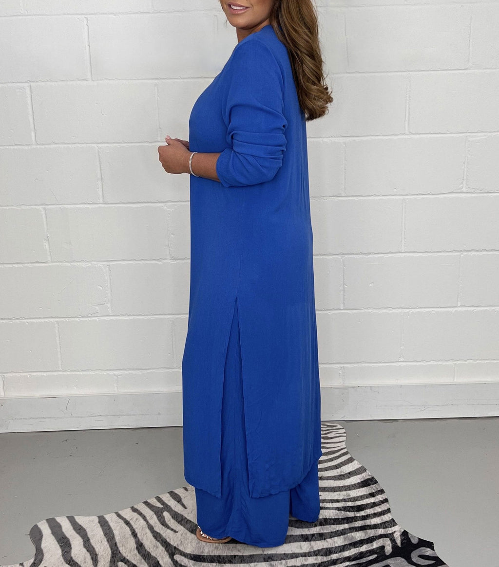 Two-piece Casual Long Top and Matching Pants Set