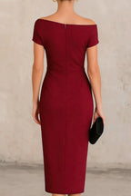 Elegant Short-sleeved Slim-fit Pleated Midi Dress