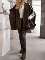 Plush Hooded Vertical Stripe Printed Casual Coat