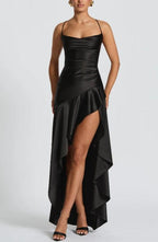 Halter Backless Ruffled Maxi Dress