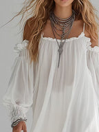 Flowing Bohemian Style Off The Shoulder Mini Dress