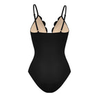 Black Laser-cut Floral Cutout One-piece Swimsuit
