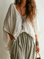 Comfortable and Casual Loose Cotton-Linen Two-Piece Set